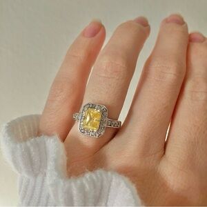 RSC Yellow Emerald Ring Vintage “Dorothea” Silver Glam Jewelry